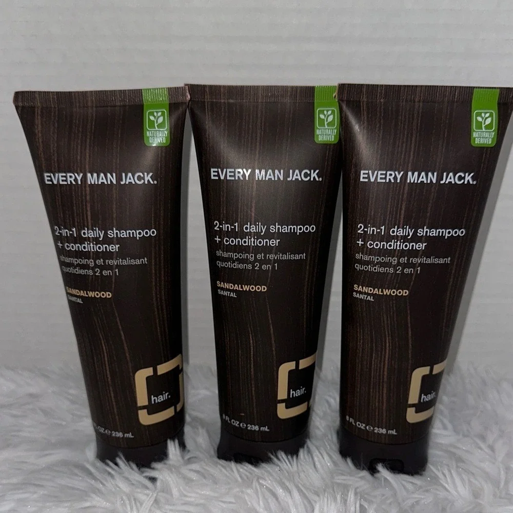 Every Man Jack 2-in-1 Daily Shampoo + Conditioner Sandalwood 8oz 3 Pack